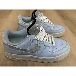 Nike Air Force 1 Youth Size 6 DA6682-400 Blue Recycled Wool Low‎ Top